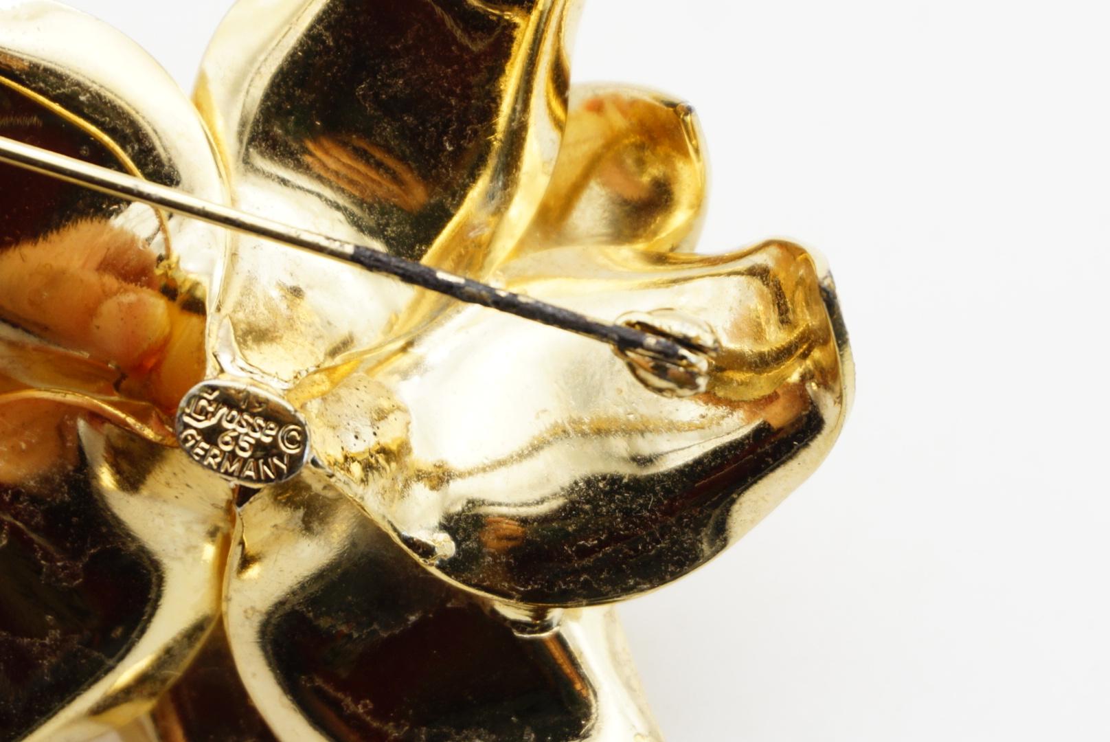 Christian Dior GROSSE 1965 Broche grande de flor de hoja de doble capa vívida en venta 6