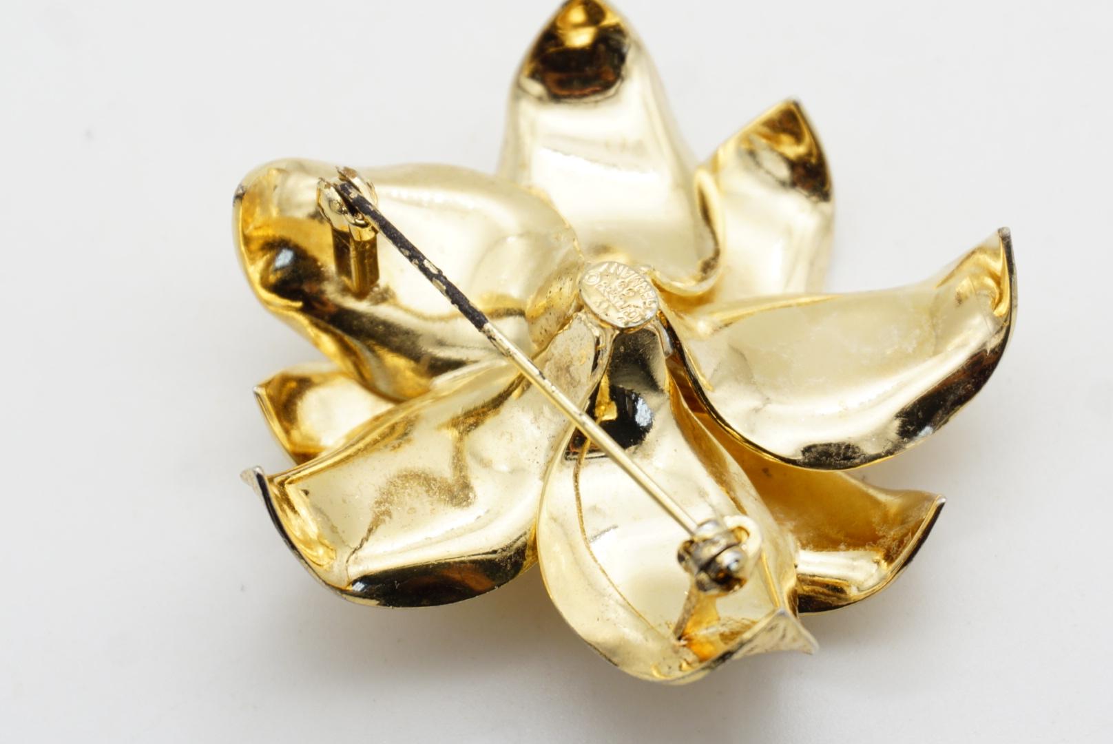 Christian Dior GROSSE 1965 Broche grande de flor de hoja de doble capa vívida en venta 4
