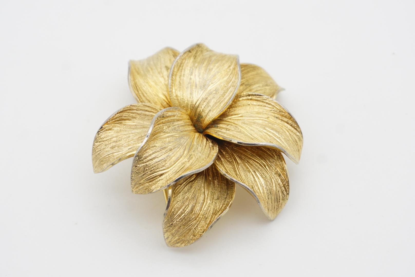 Christian Dior GROSSE 1965 Große Vivid Flourish Double Layer Flower Leaf Brosche 5