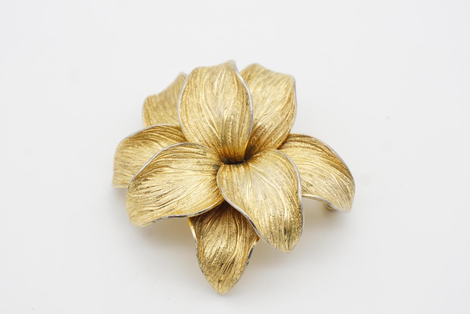 Christian Dior GROSSE 1965 Große Vivid Flourish Double Layer Flower Leaf Brosche 7