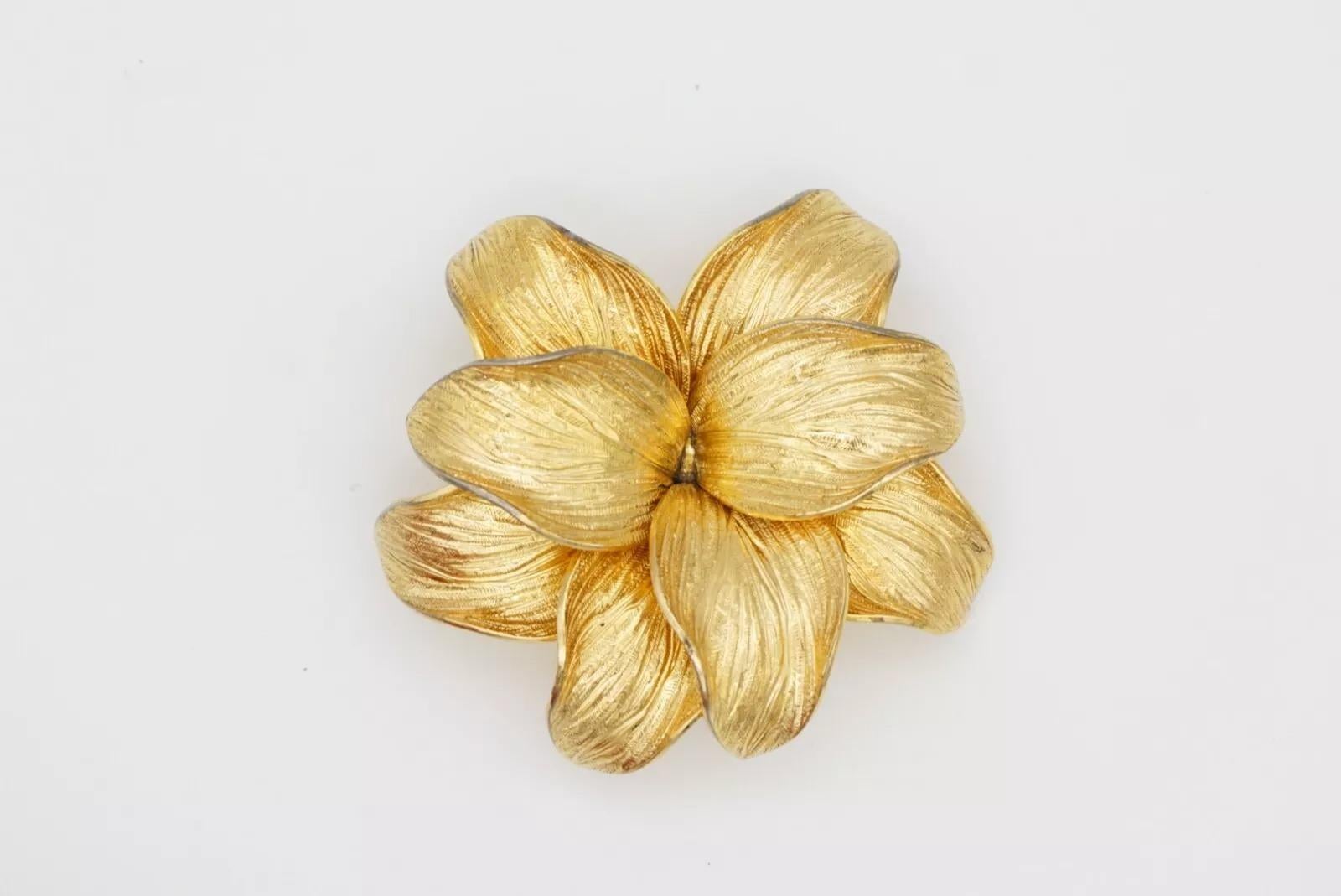 Christian Dior GROSSE 1965 Große Vivid Flourish Double Layer Flower Leaf Brosche 4
