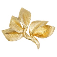 Christian Dior GROSSE 1965 Vintage Five Large Wavy Leaf Flower Tree Gold Brooch