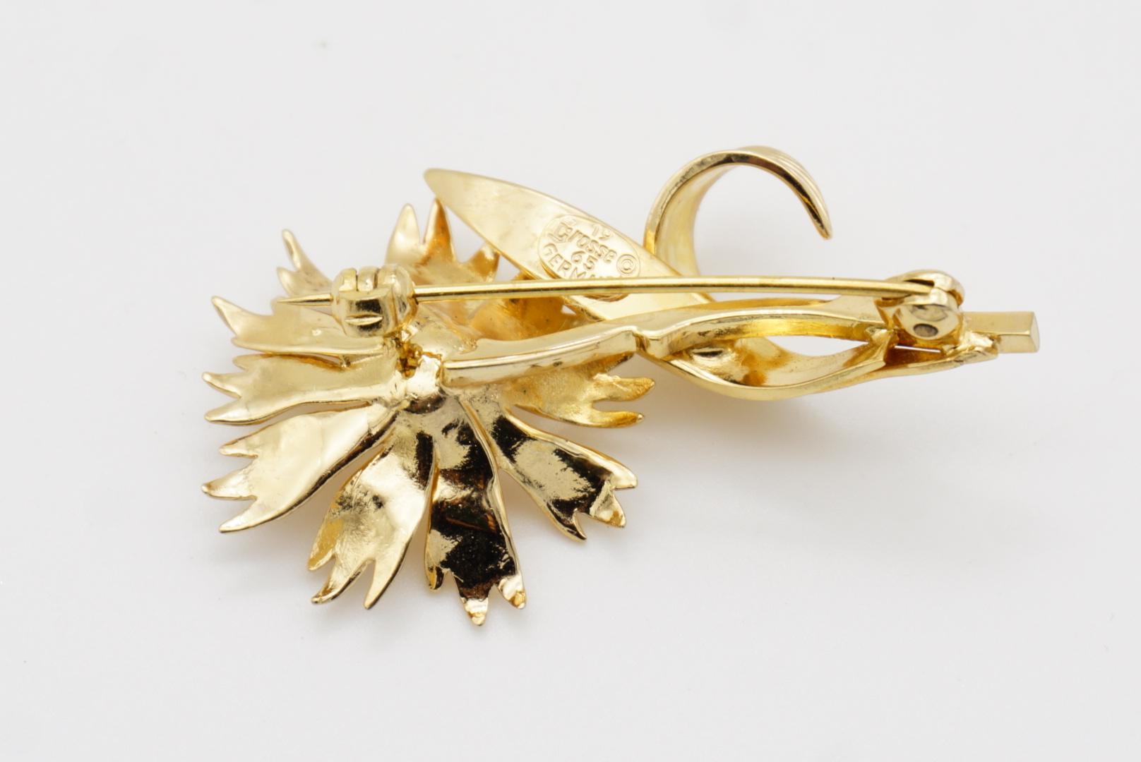 Christian Dior GROSSE 1965 Vintage Flourish Sunflower Leaf White Pearl Brooch 7