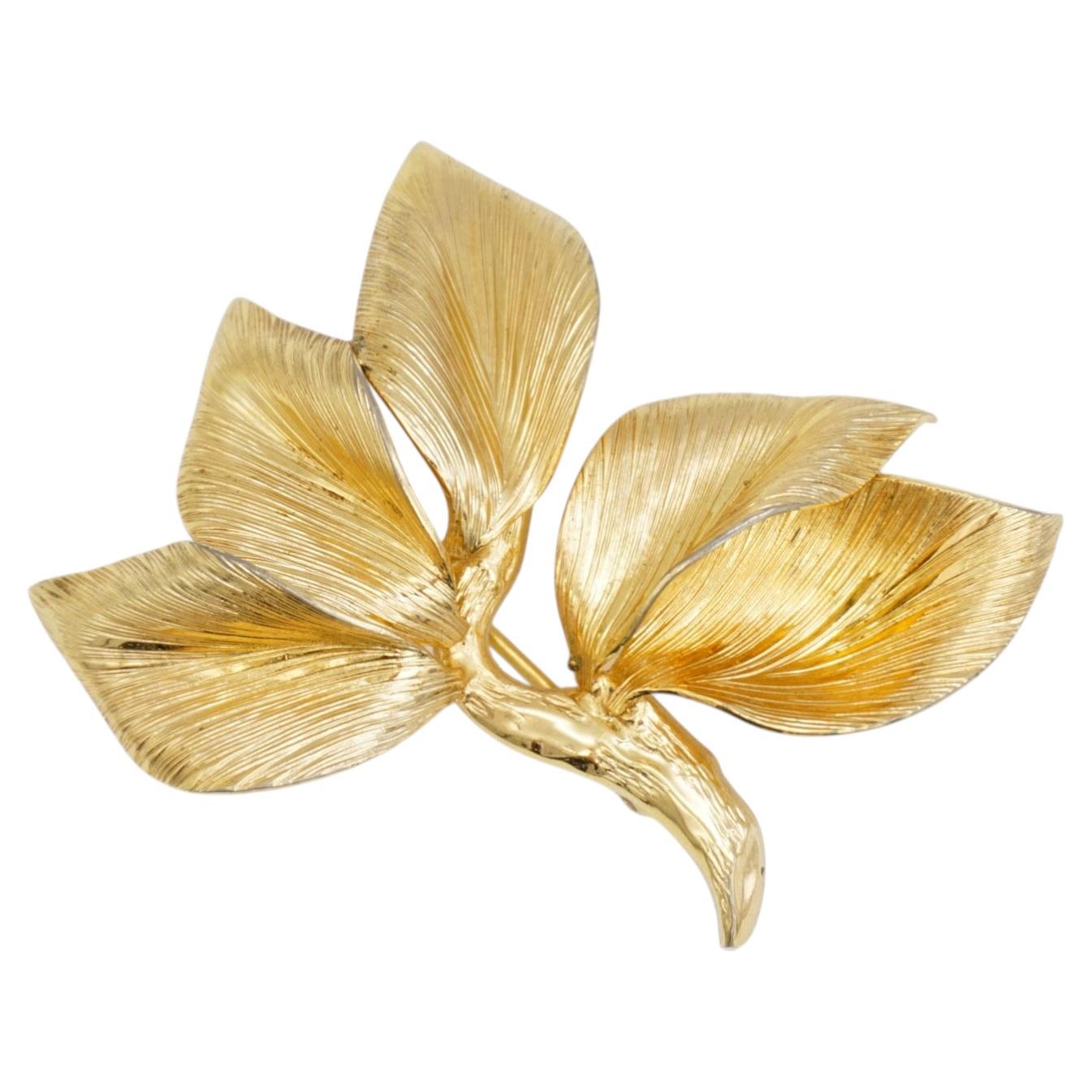 Christian Dior GROSSE 1965 Vintage Gold Large Wavy Leaf Flower Tree Brooch