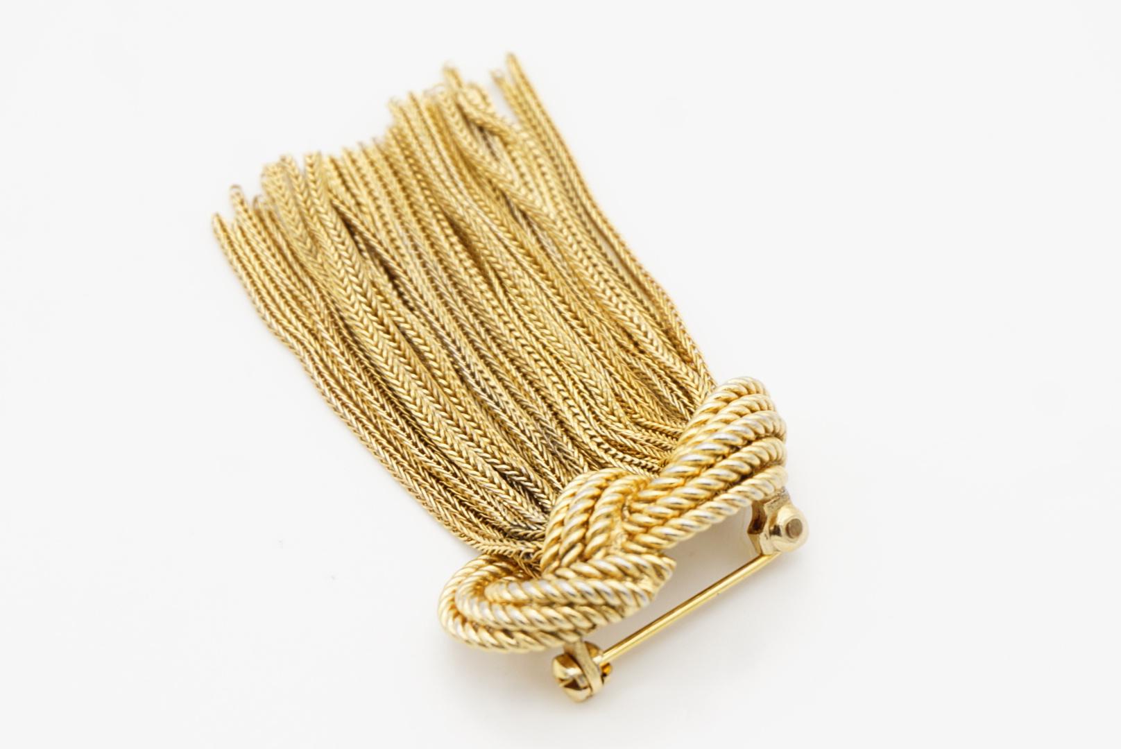 Christian Dior GROSSE 1965 Vintage Knot Bow Krawatte Double Tassel Rope Tropfenbrosche im Angebot 5