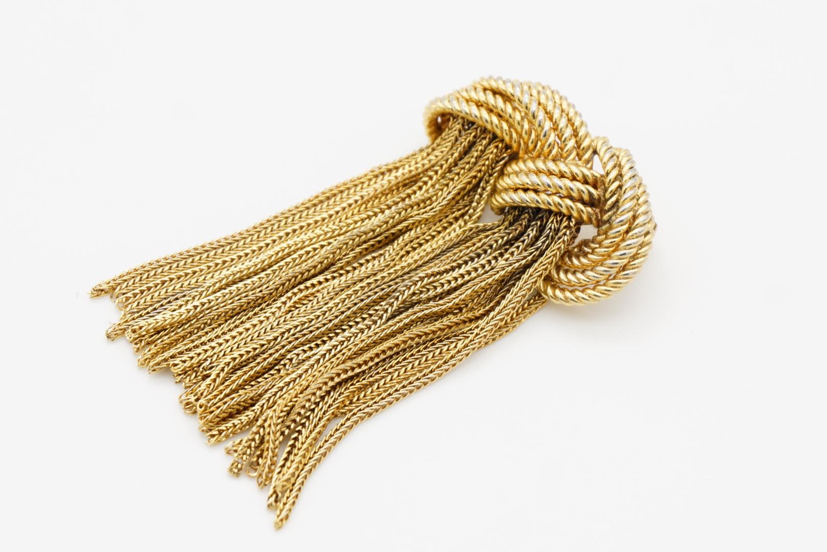Christian Dior GROSSE 1965 Vintage Knot Bow Krawatte Double Tassel Rope Tropfenbrosche im Angebot 6
