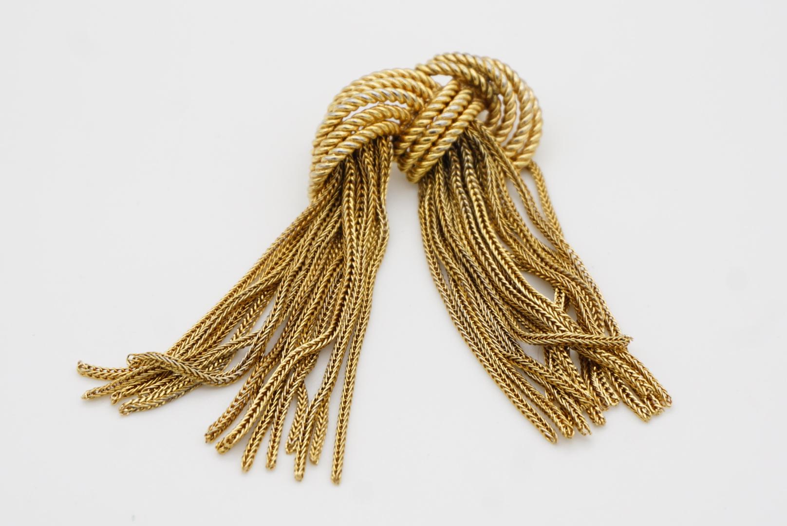 Christian Dior GROSSE 1965 Vintage noeud papillon double pompon corde Drop Broche 7