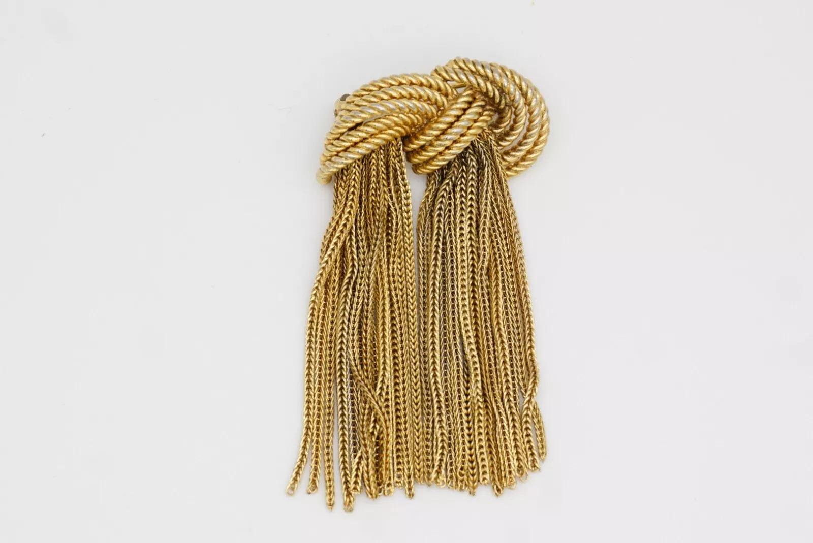 Christian Dior GROSSE 1965 Vintage Knot Bow Krawatte Double Tassel Rope Tropfenbrosche im Angebot 10