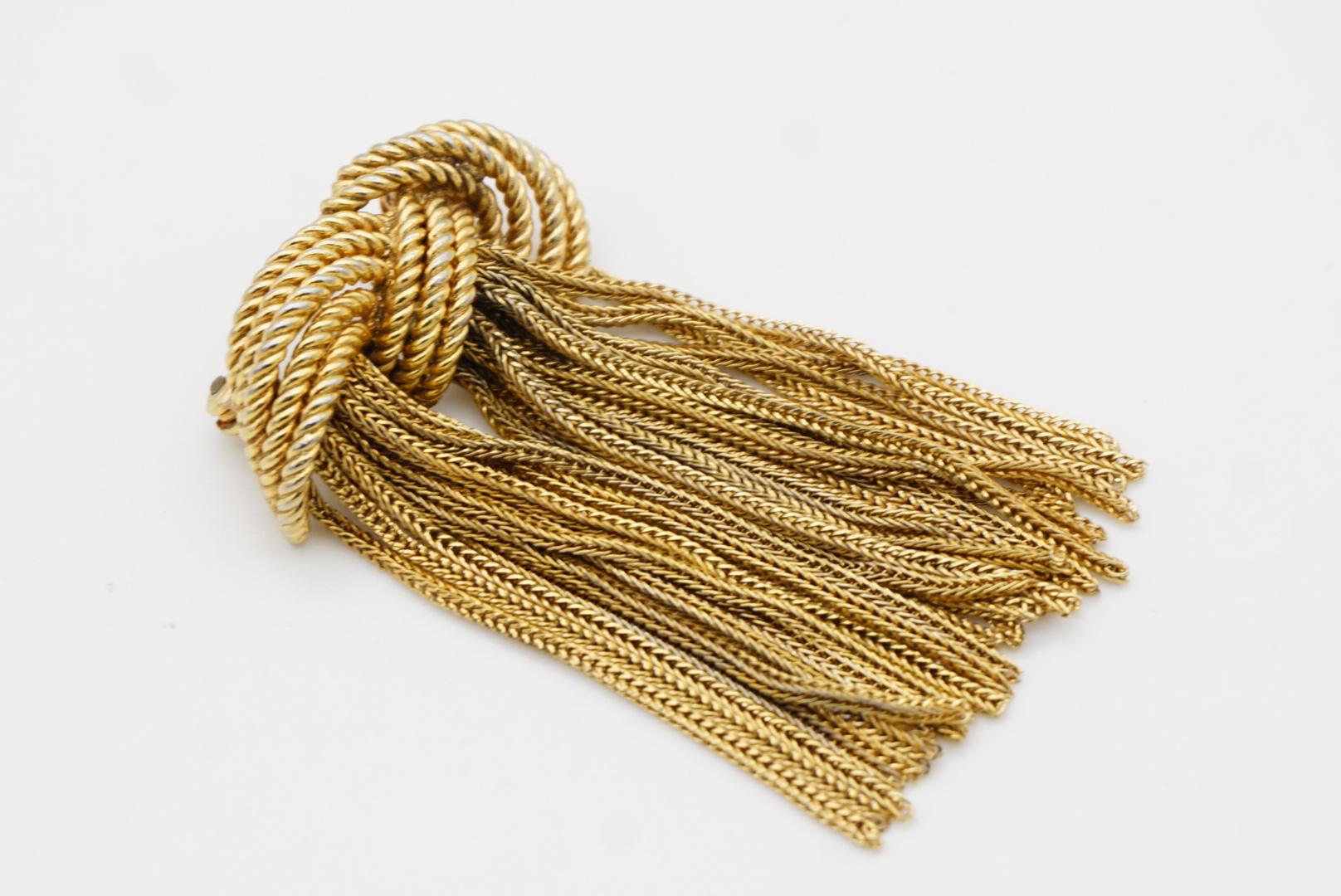 Christian Dior GROSSE 1965 Vintage Knot Bow Krawatte Double Tassel Rope Tropfenbrosche im Angebot 4