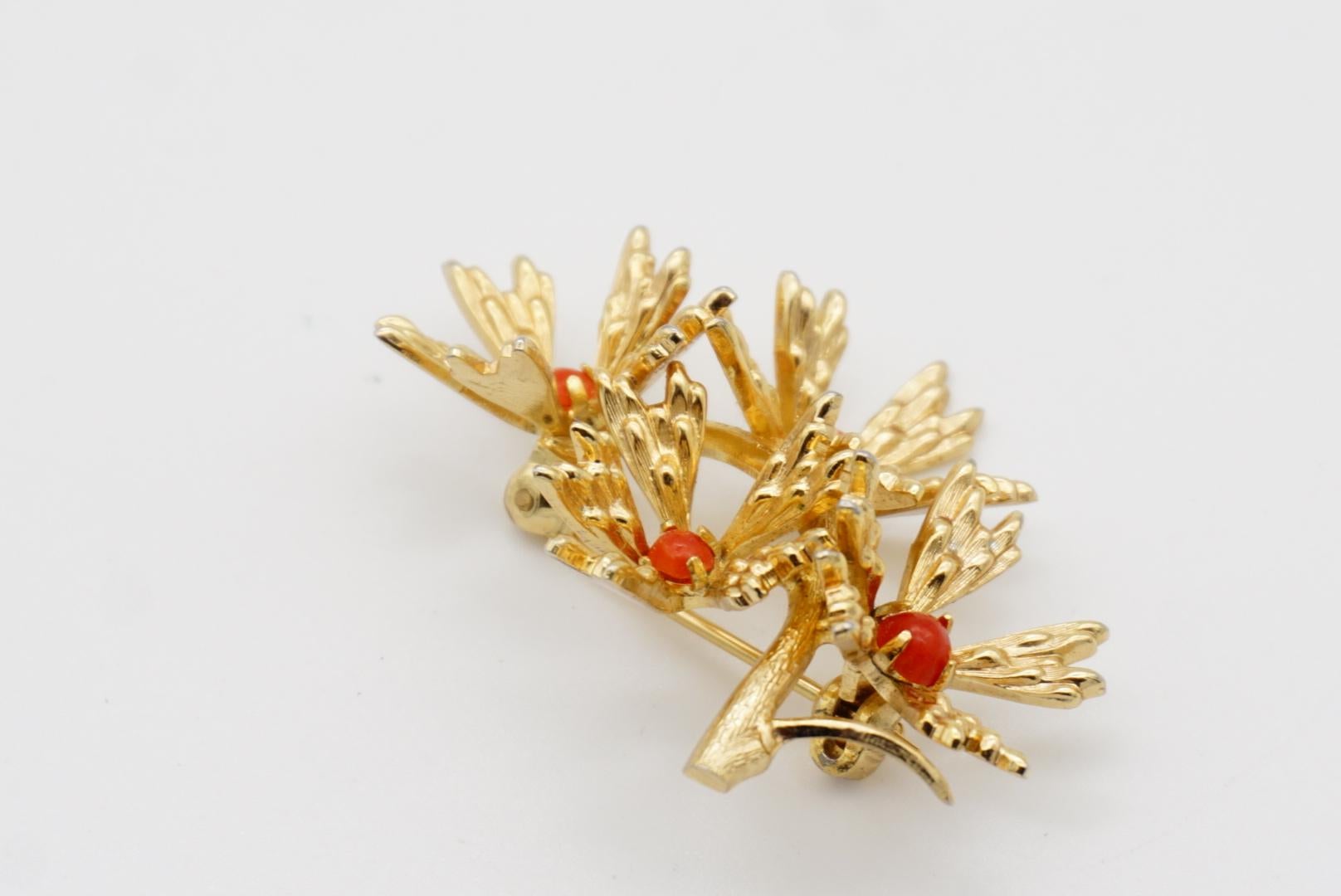 Christian Dior GROSSE 1965 Vintage Orange Stone Cluster Flower Bouquet Brooch 5