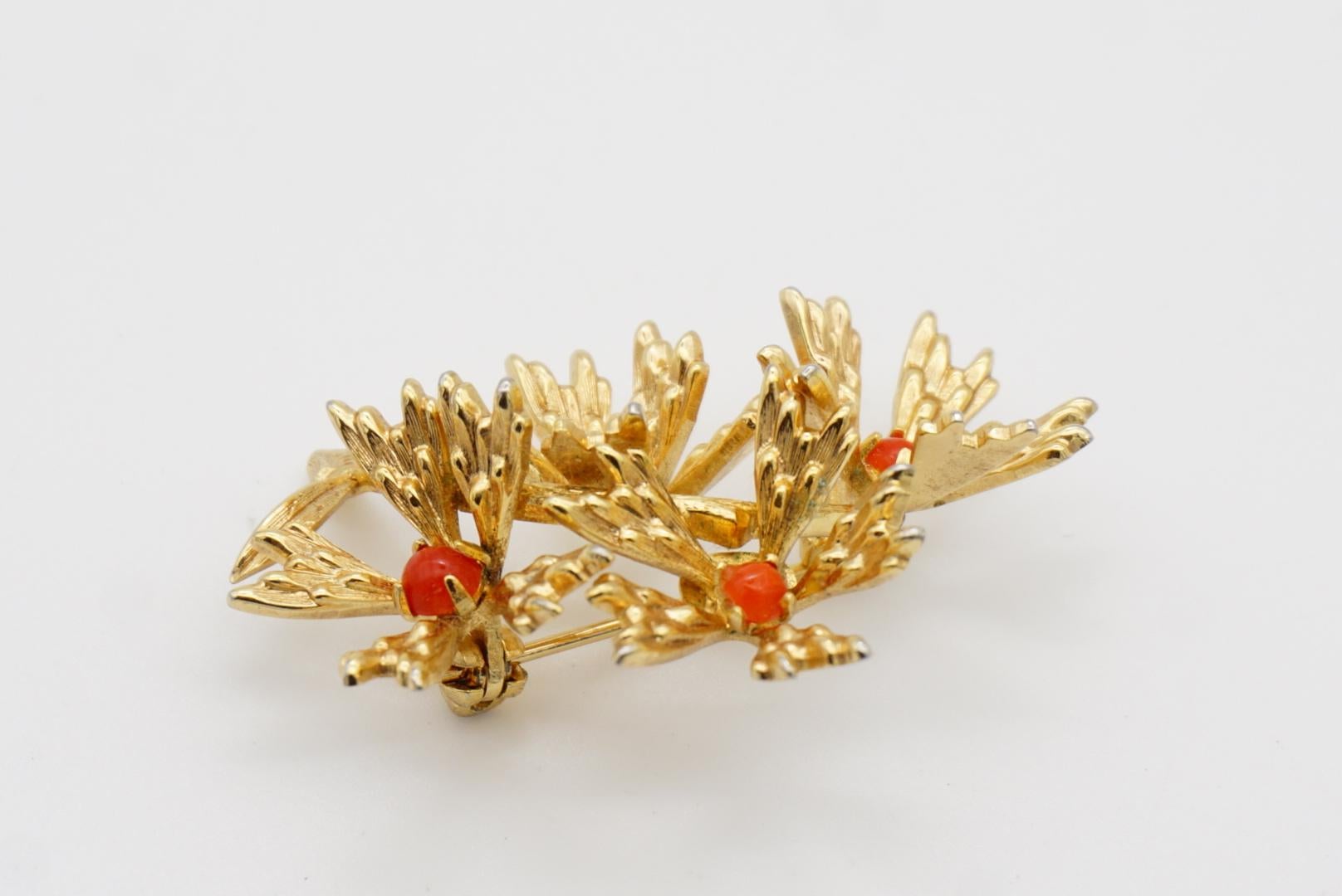 Christian Dior GROSSE 1965 Vintage Orange Stone Cluster Flower Bouquet Brooch 6