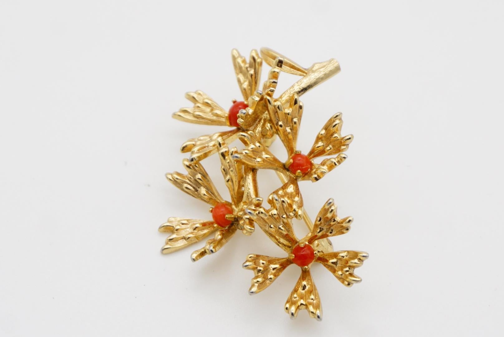Christian Dior GROSSE 1965 Vintage Orange Stone Cluster Flower Bouquet Brooch 7