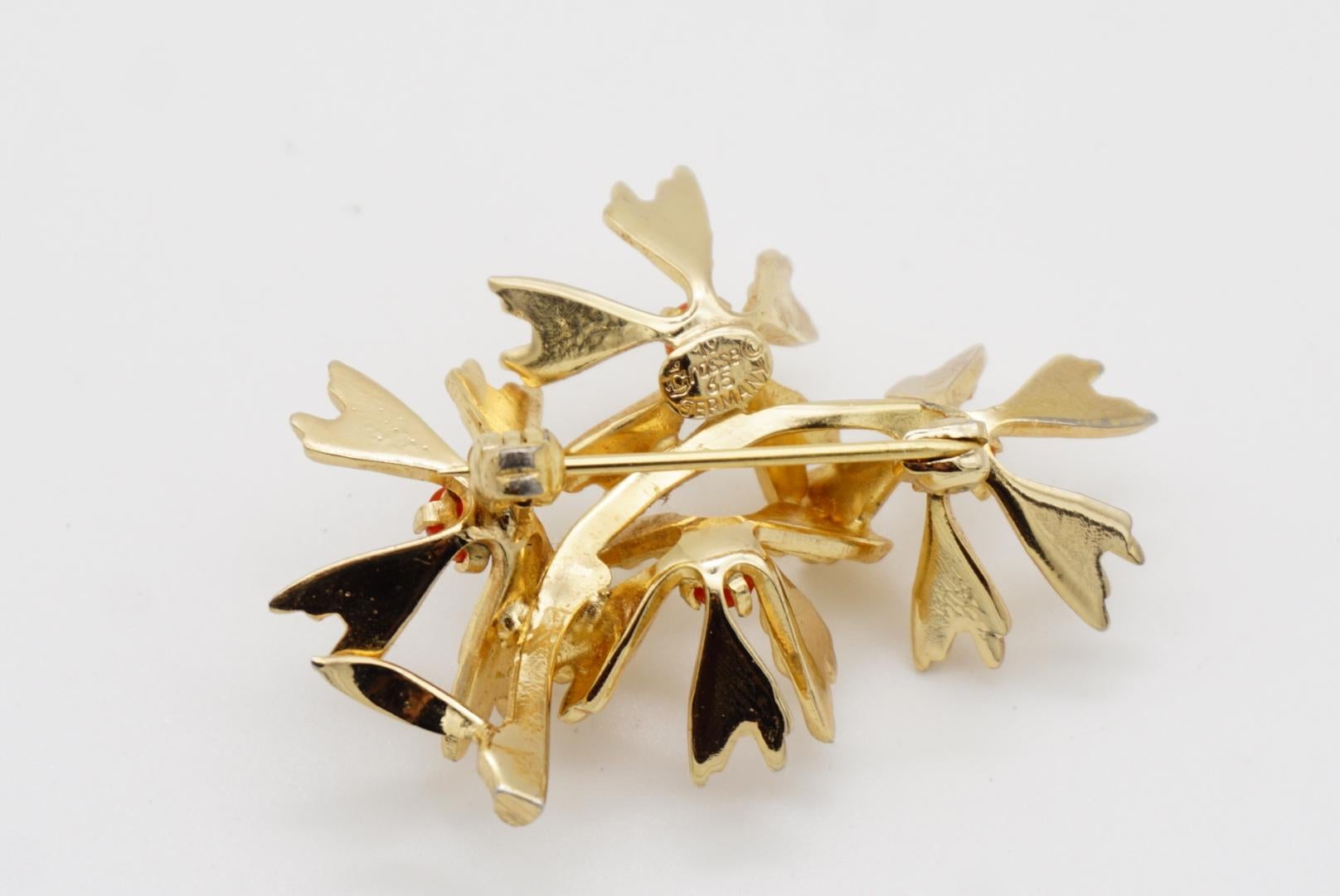 Christian Dior GROSSE 1965 Vintage Orange Stone Cluster Flower Bouquet Brooch 8