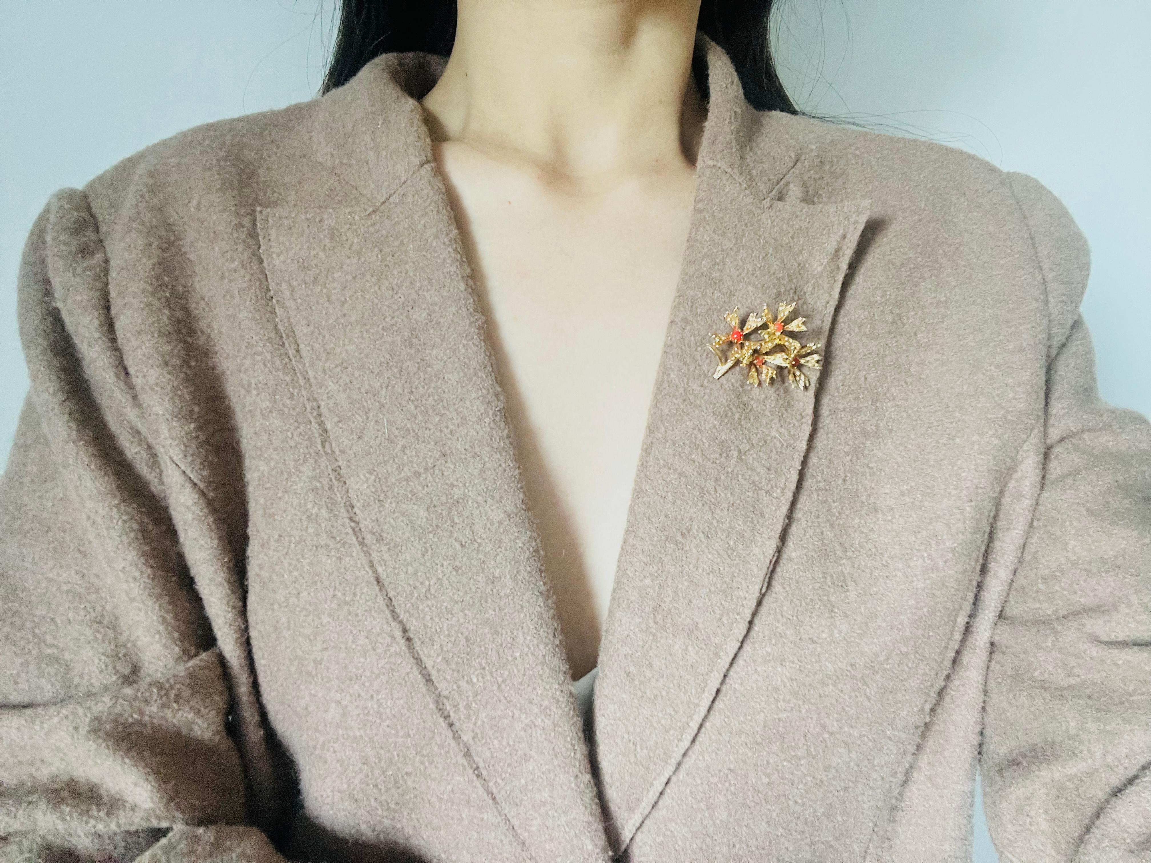 Christian Dior GROSSE 1965 Vintage Orange Stone Cluster Flower Bouquet Brooch 1