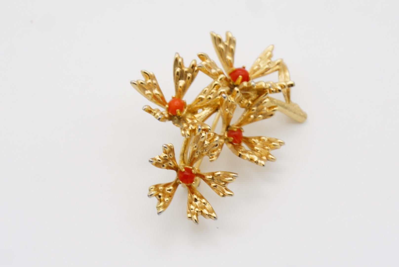 Christian Dior GROSSE 1965 Vintage Orange Stone Cluster Flower Bouquet Brooch 4