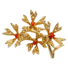 Christian Dior GROSSE 1965 Vintage Orange Stone Cluster Flower Bouquet Brooch
