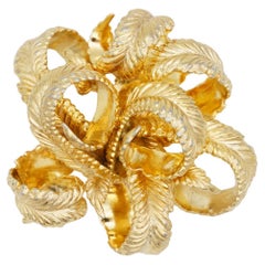 Christian Dior GROSSE 1965 Vintage Ribbon Bow Large Vivid 3D Curled Leaf Brooch