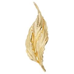 Christian Dior GROSSE 1965 Vintage Trio Long Windy Leaf Interlocked Gold Brooch