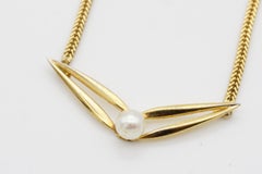 Christian Dior GROSSE 1965 White Ball Pearl Triangle Openwork Pendant Necklace