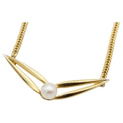 Christian Dior GROSSE 1965 White Ball Pearl Triangle Openwork Pendant Necklace