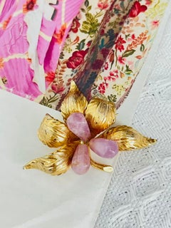 Christian Dior GROSSE 1966 Haute Couture Lilac Amethyst Gold Flower Leaf Brooch