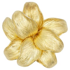Christian Dior GROSSE 1966 Large Gold Flower Blossom Double Layer Leaf Brooch
