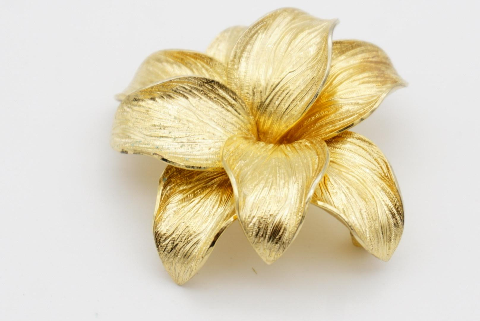Christian Dior GROSSE 1966 Große Vivid Blossom Flower Double Layer Leaf Brosche 4