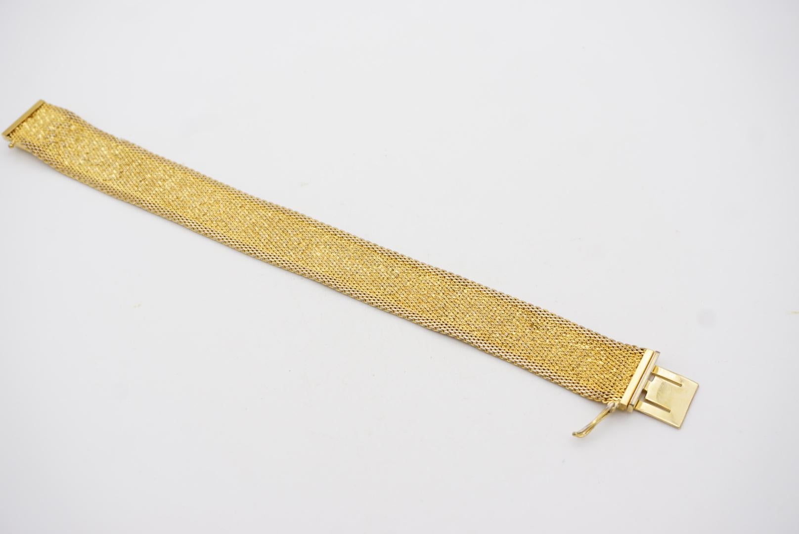 Christian Dior GROSSE 1966 Ridged Link Mesh Weave Modernist Gold Cuff Bracelet  6