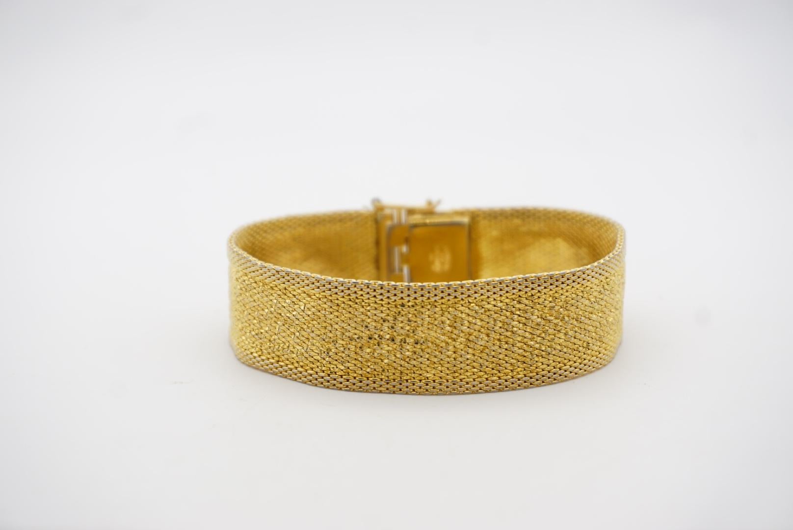 Christian Dior GROSSE 1966 Ridged Link Mesh Weave Modernist Gold Cuff Bracelet  3
