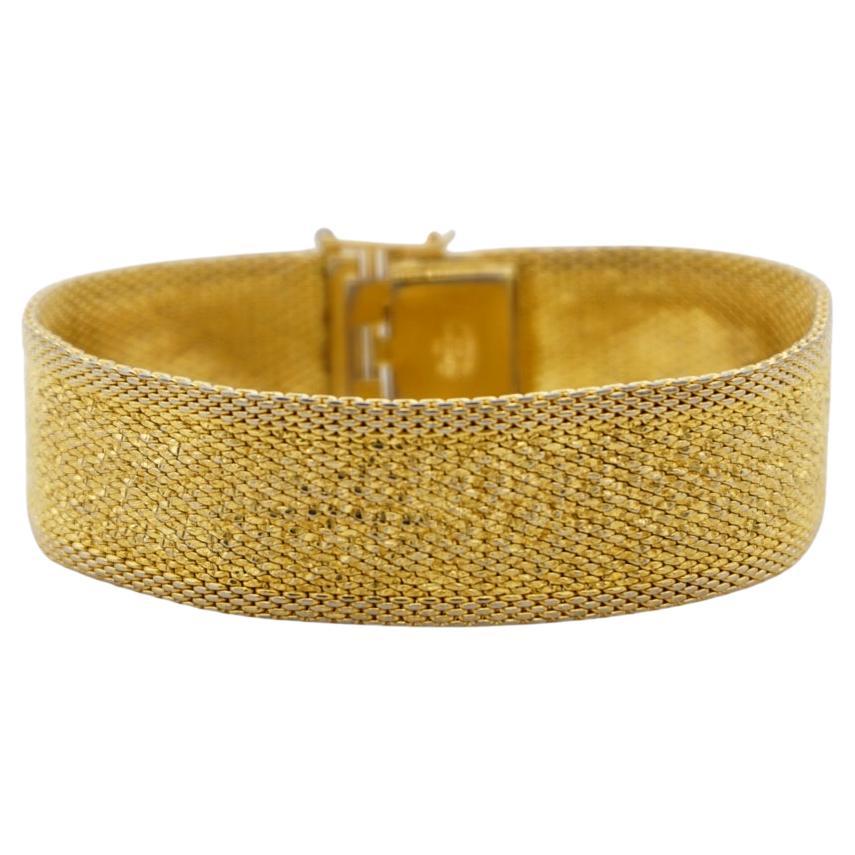 Christian Dior GROSSE 1966 Ridged Link Mesh Weave Modernist Gold Cuff Bracelet 