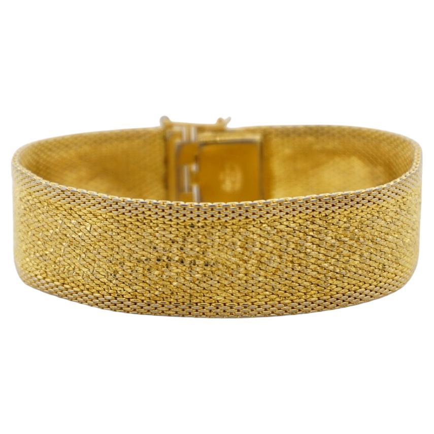 Christian Dior GROSSE 1966 Ridged Link Mesh Weave Modernist Gold Cuff Bracelet