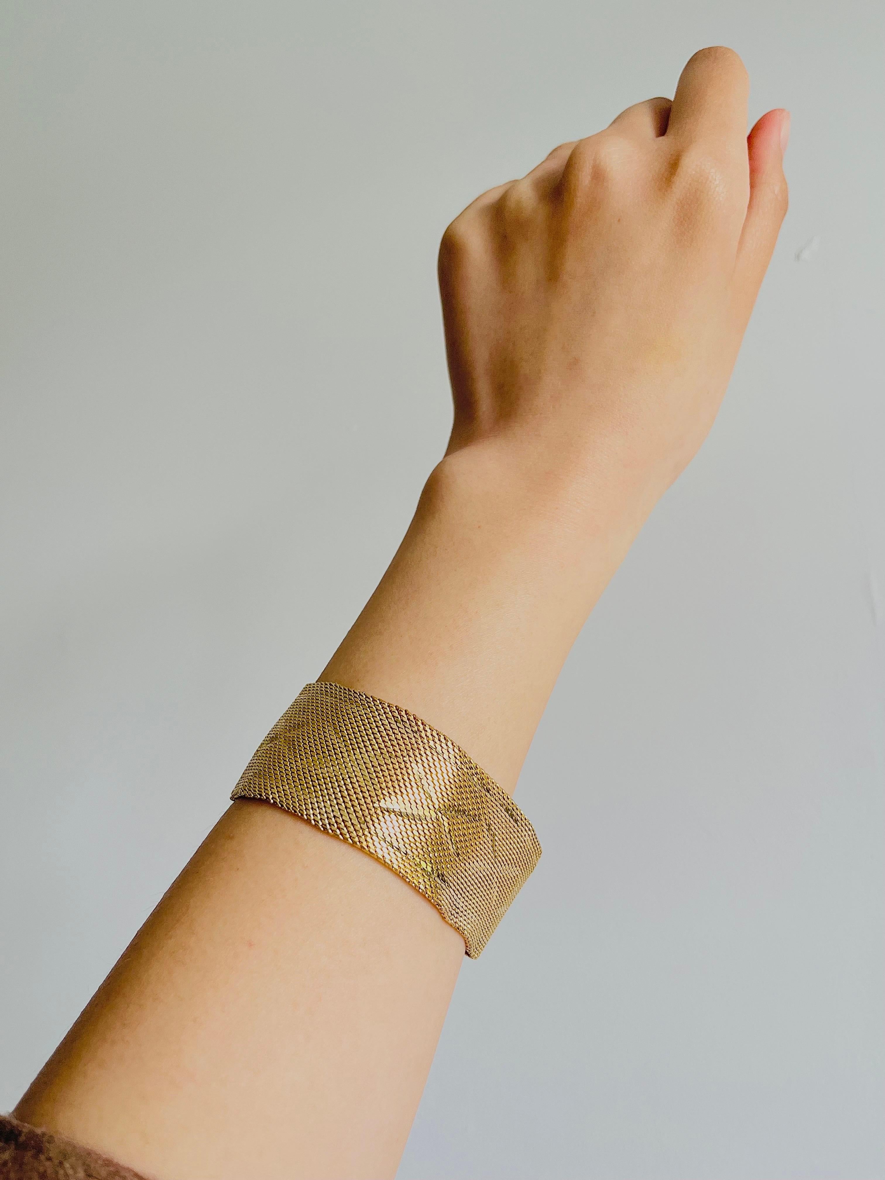 Christian Dior GROSSE 1966 Unisex Cross Diamond Woven Mesh Modernist Bracelet 6