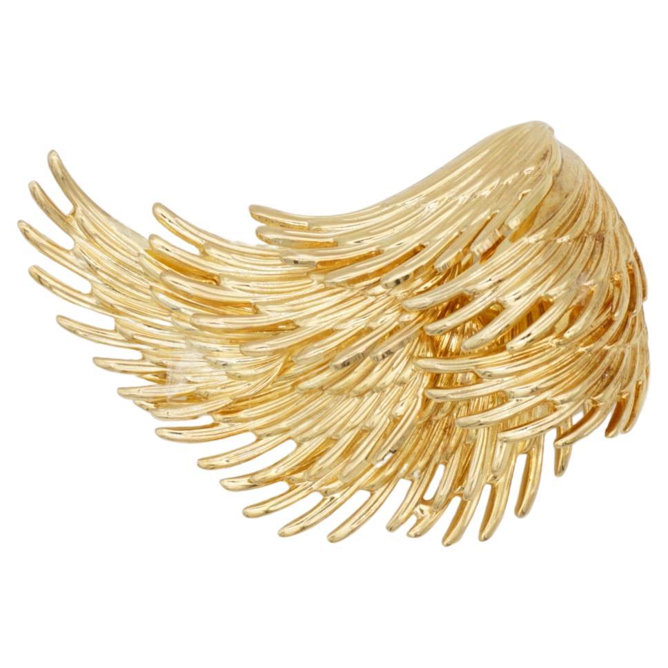 Christian Dior GROSSE 1966 Vintage 3D Flourish Feather Wing Trio Layers Brooch
