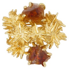 Christian Dior GROSSE 1966 Vintage Citrine Yellow Crystals Flower Leaf Brooch