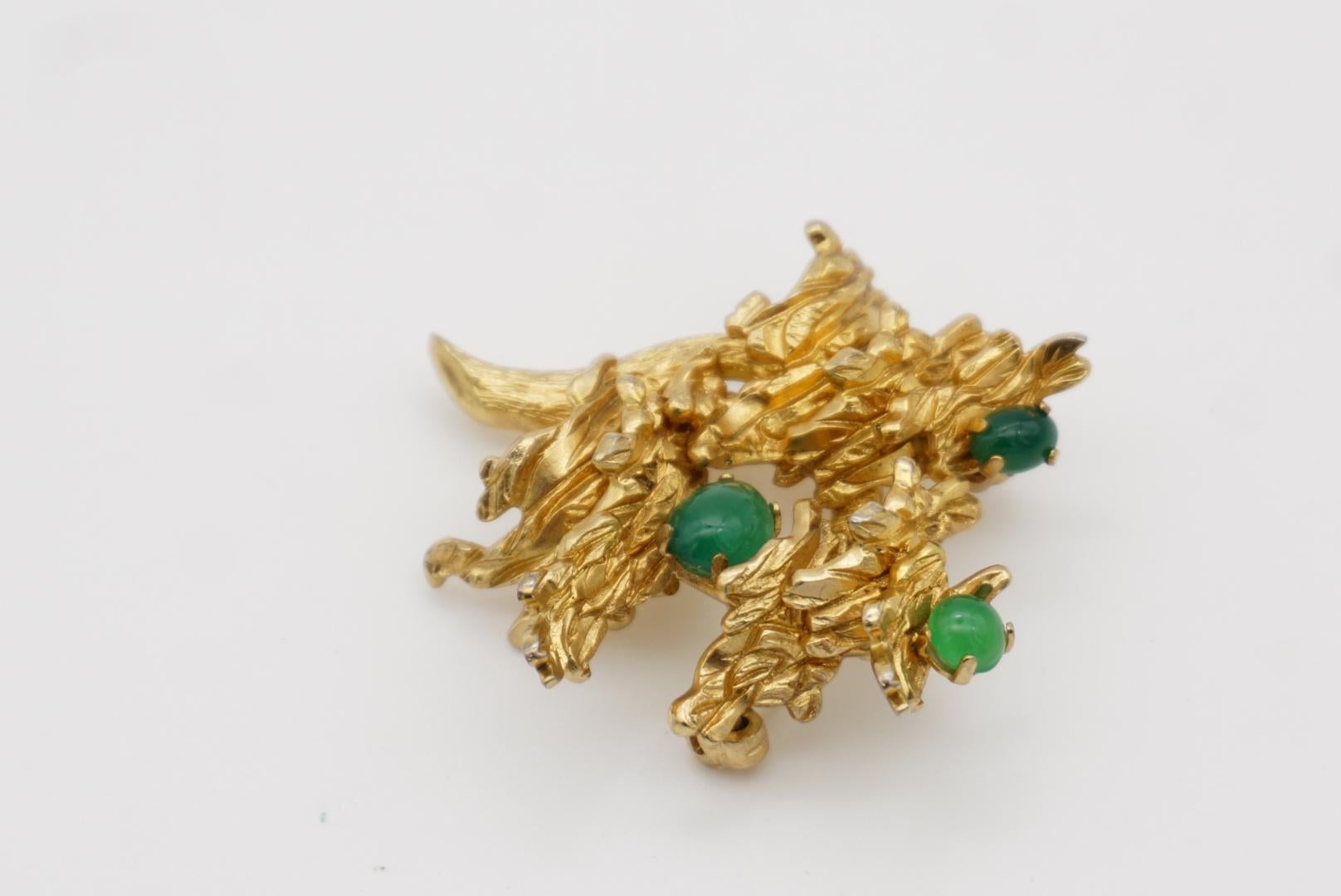 Christian Dior GROSSE 1966 Vintage Emerald Jade Green Flower Leaf Tree Brooch For Sale 6