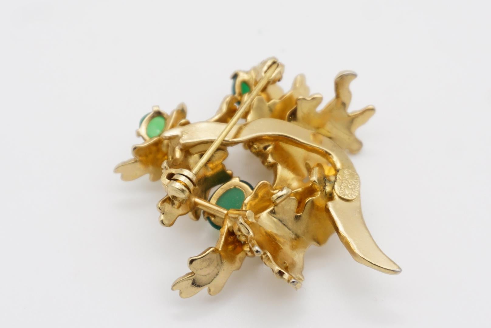 Christian Dior GROSSE 1966 Vintage Emerald Jade Green Flower Leaf Tree Brooch For Sale 8