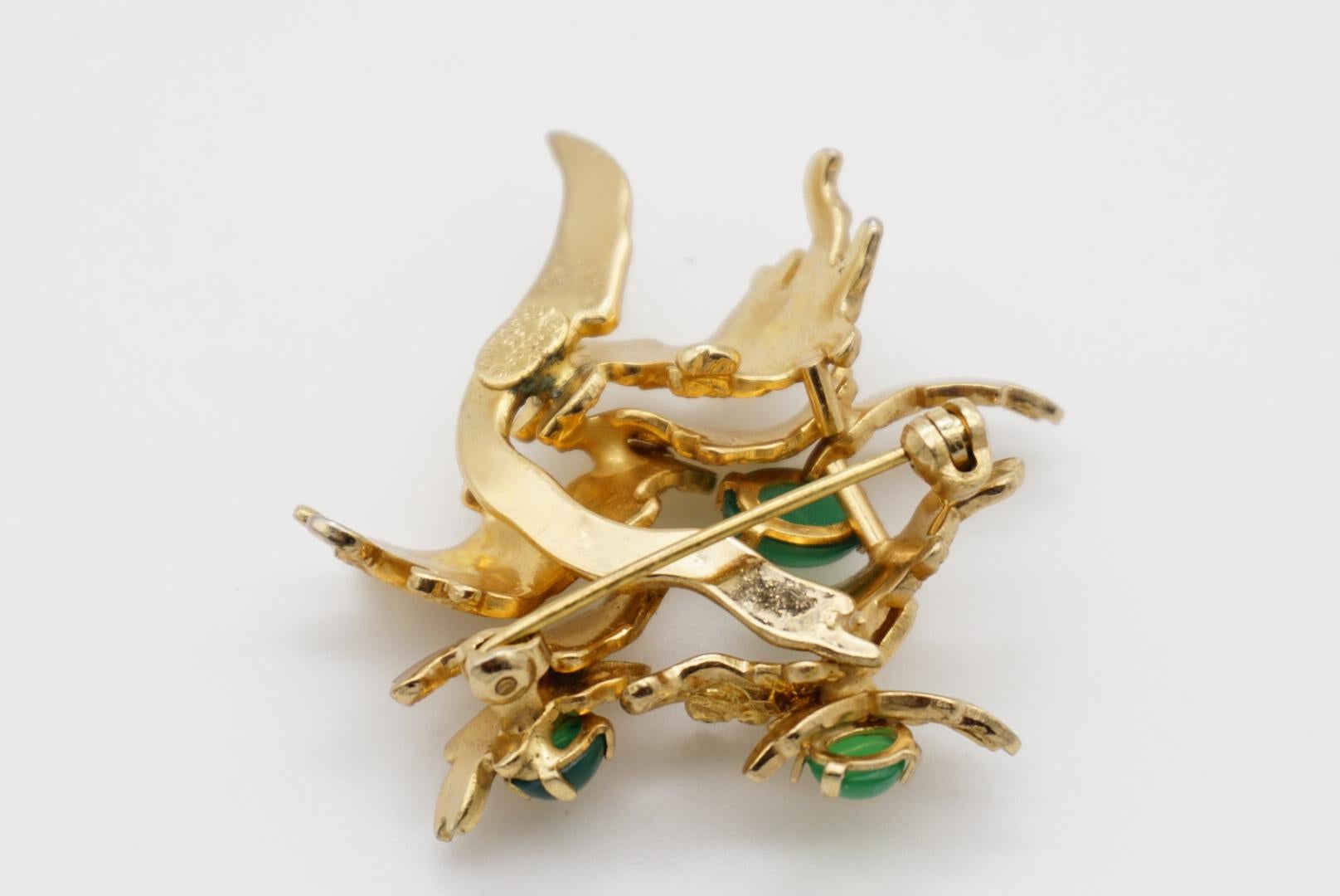 Christian Dior GROSSE 1966 Vintage Emerald Jade Green Flower Leaf Tree Brooch For Sale 9