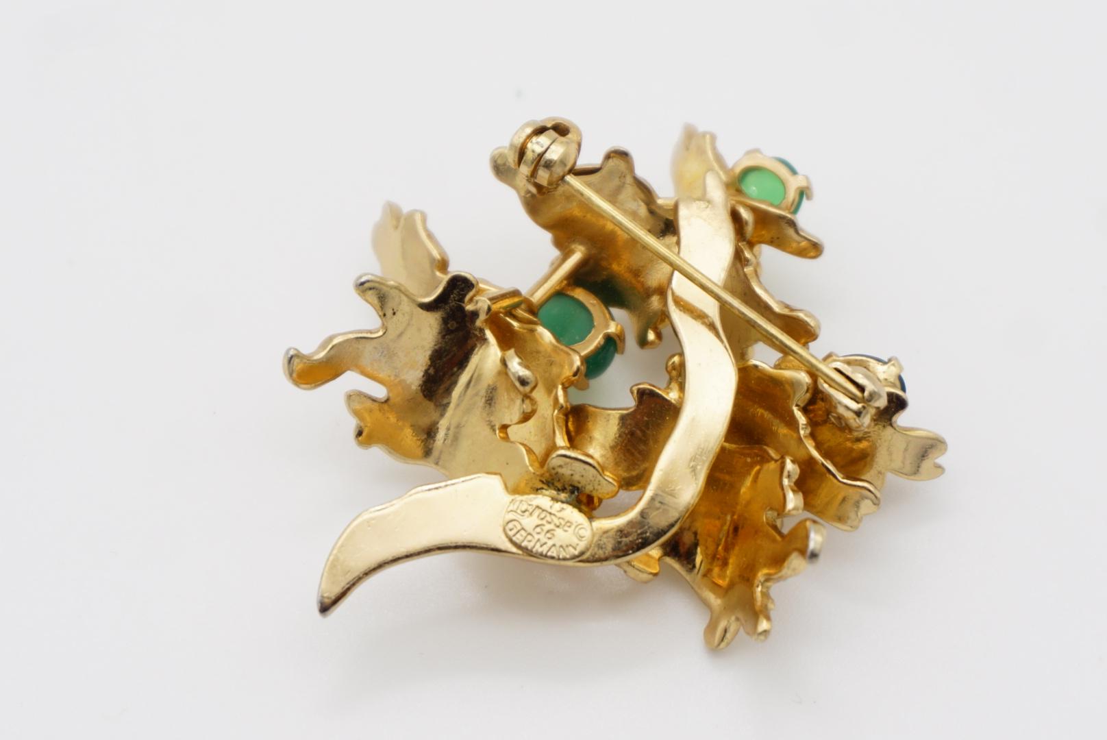 Christian Dior GROSSE 1966 Vintage Emerald Jade Green Flower Leaf Tree Brooch For Sale 10