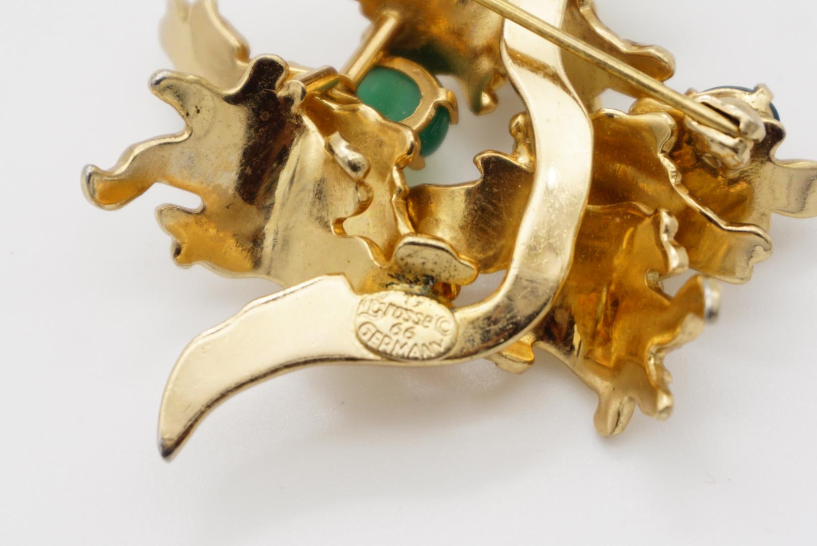 Christian Dior GROSSE 1966 Vintage Emerald Jade Green Flower Leaf Tree Brooch For Sale 11