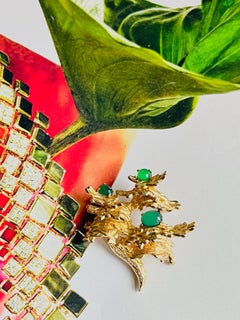 Christian Dior GROSSE 1966 Vintage Emerald Jade Green Flower Leaf Tree Brooch