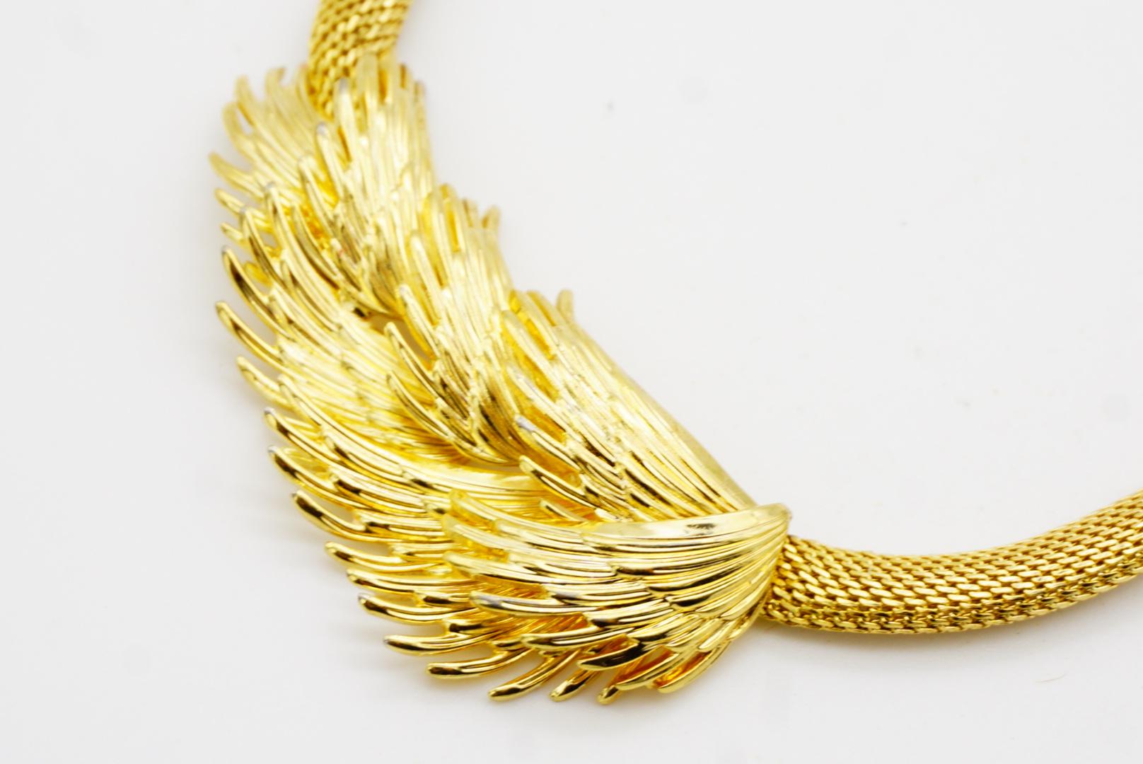 Christian Dior GROSSE 1966 Vintage Flourish Feather Wing 3D Mesh Snake Necklace For Sale 5