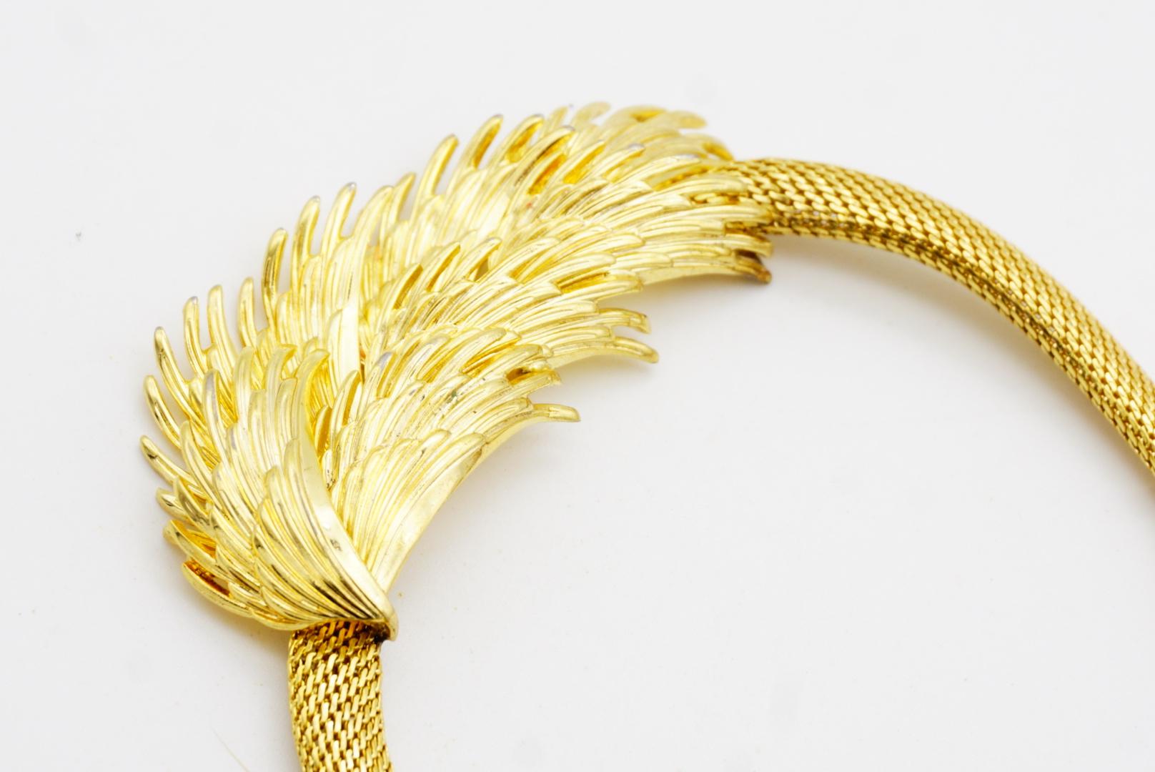 Christian Dior GROSSE 1966 Vintage Flourish Feather Wing 3D Mesh Snake Necklace For Sale 6