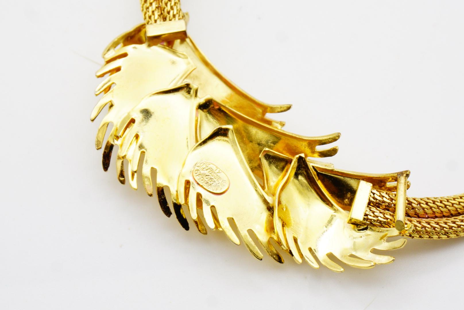 Christian Dior GROSSE 1966 Vintage Flourish Feather Wing 3D Mesh Snake Necklace For Sale 7