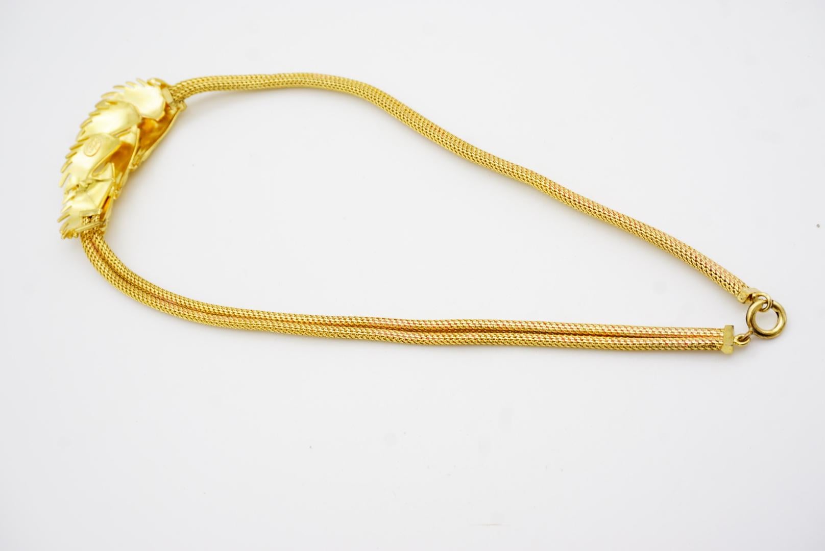 Christian Dior GROSSE 1966 Vintage Flourish Feather Wing 3D Mesh Snake Necklace For Sale 9