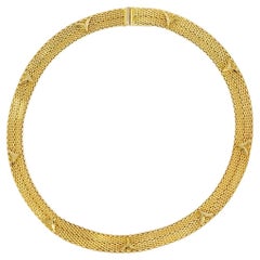 Christian Dior GROSSE 1966 Vintage Gold Arrow Studs Woven Mesh Choker Necklace