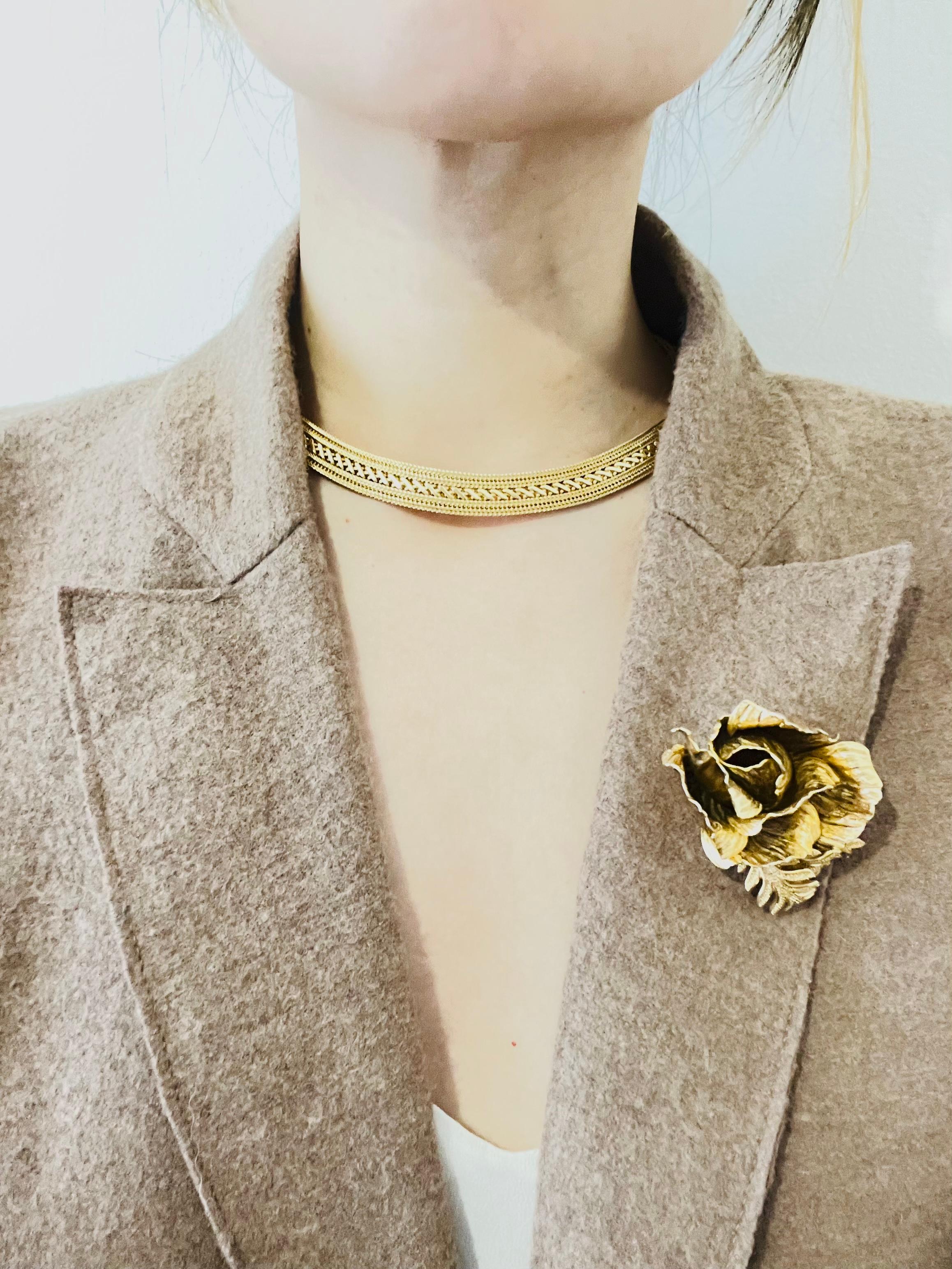 Women's or Men's Christian Dior GROSSE 1966 Vintage Interlock Woven Herringbone Openwork Necklace