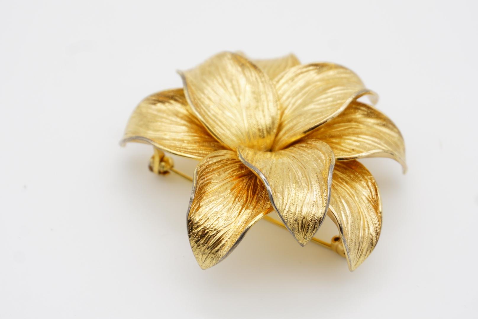 Christian Dior GROSSE 1966 Vintage Gran Broche Flor Flor de Capa Viva Hoja 5