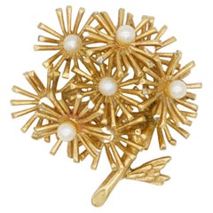 Christian Dior GROSSE 1966 Vintage White Pearls Radiant Sun Burst Flower Brooch