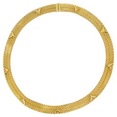 Christian Dior GROSSE 1966 Vintage Woven Arrow Triangle Studs Mesh Gold Necklace