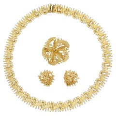 Christian Dior GROSSE 1966 Wirework Openwork Triangle Dome Pentagon 3 Gold Set